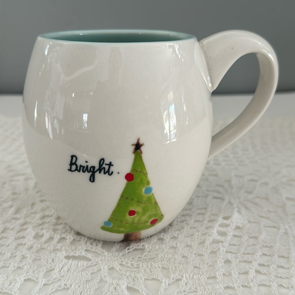 Magenta Ceramic Mug Bright Holiday Christmas Tree